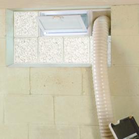 Glass block windows can be built to fit any size opening and can include a convenient dryer vent. 