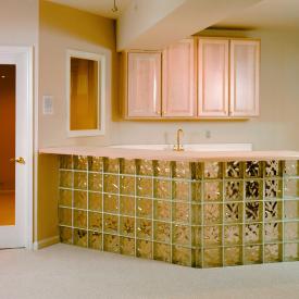 An eat-in counter can make any kitchen more hardworking. Especially if your kitchen is small, glass block can enhance the flow o
